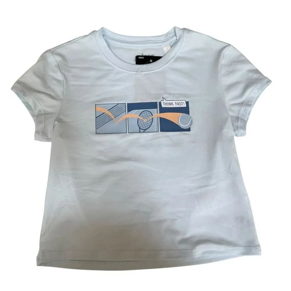 Prince Tennis Girls Graphic Tee Shirt XS 6-7 dove blue NWT
